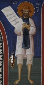 Преподобный Феофил Святогорский. Фреска часовни прпп. Арсения и Германа Святогорских
