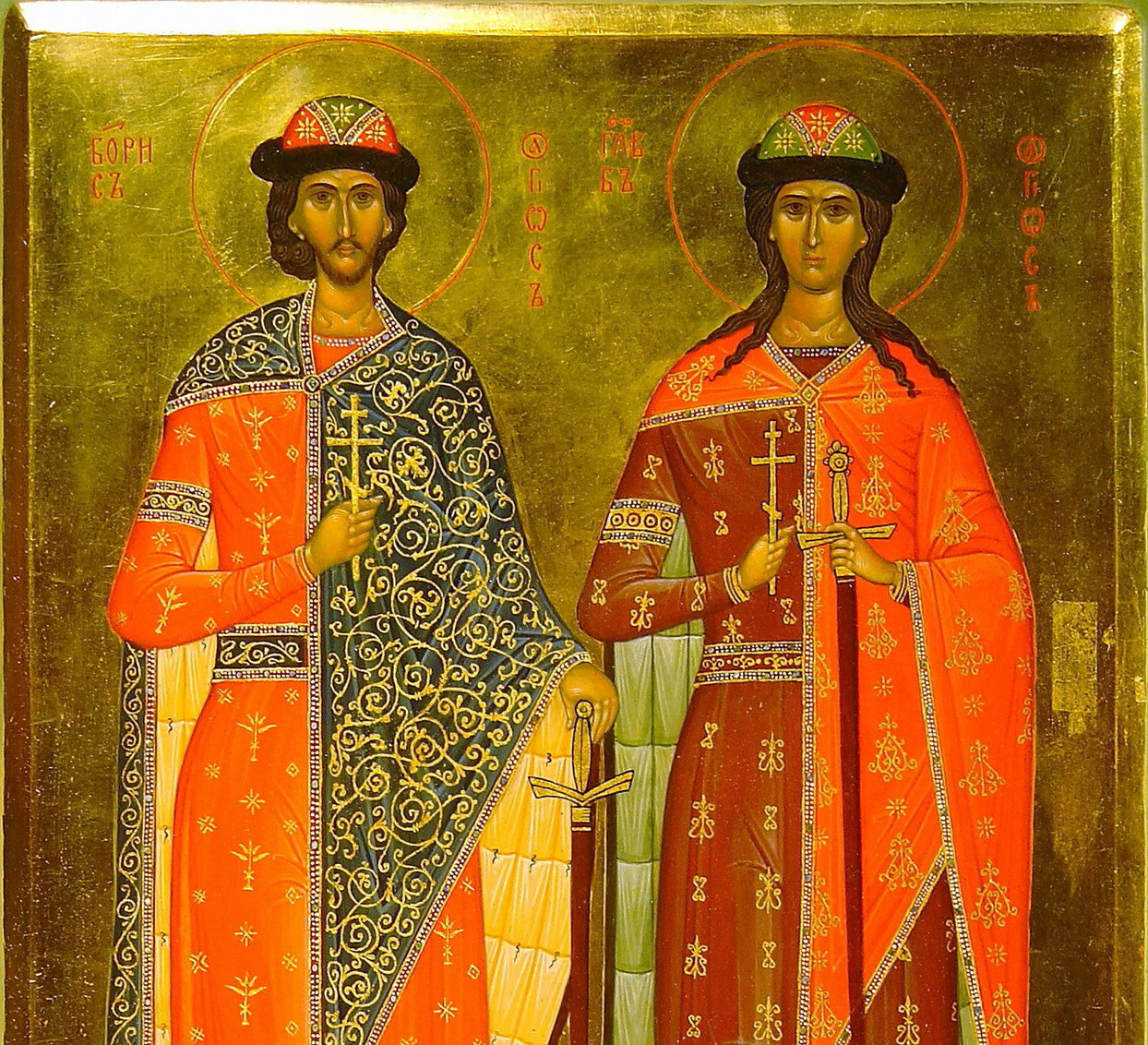Почитаемые русские святые. Икона святых князей Бориса и Глеба.